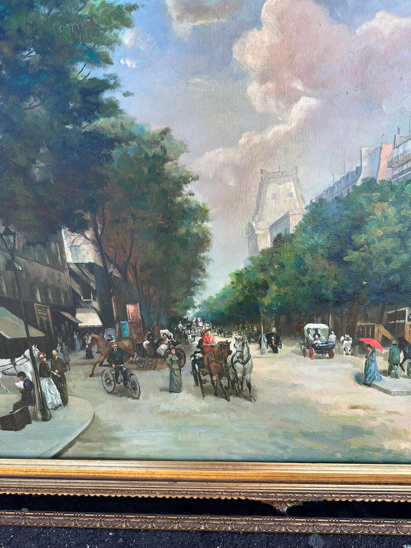 Escena impresionista francesa del siglo XX, Una calle concurrida de París en venta 1