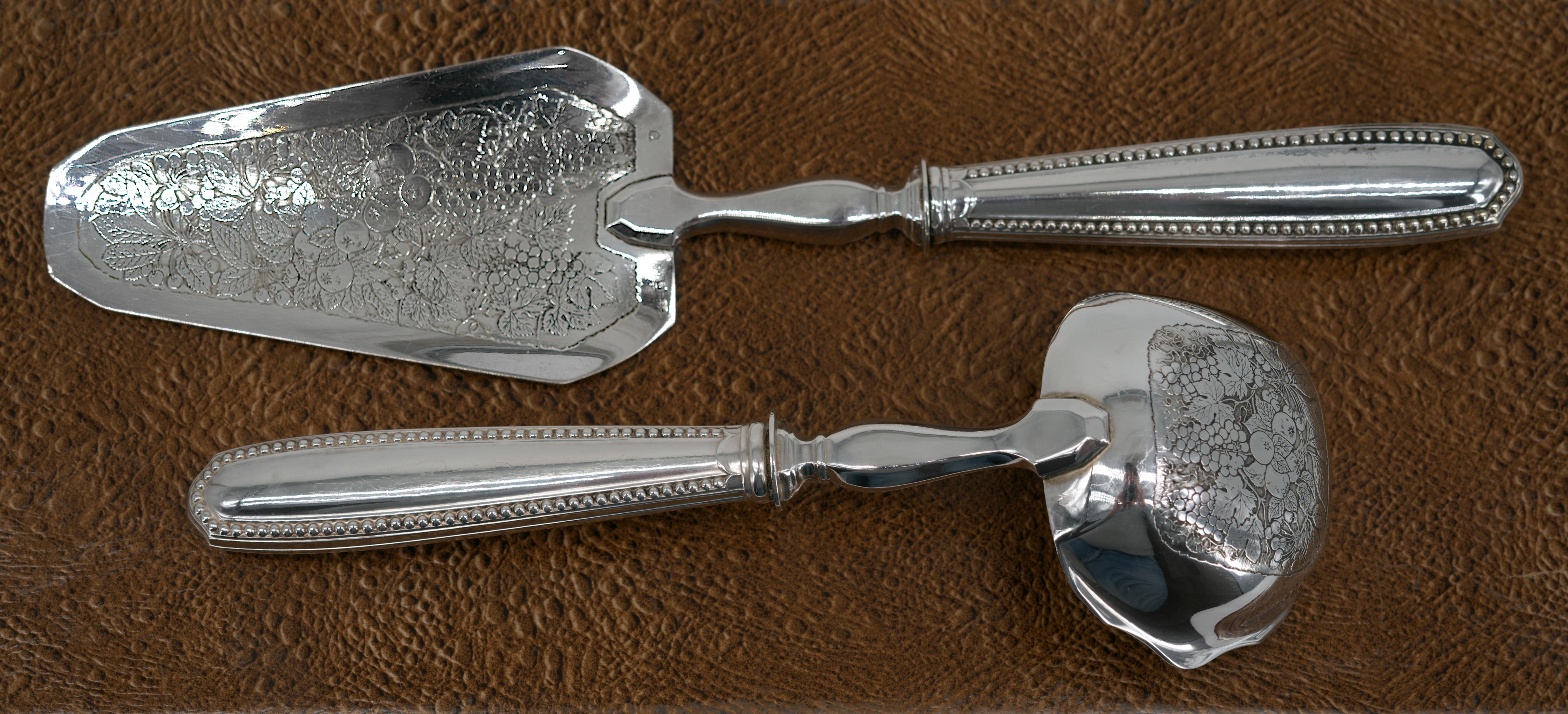 Charles Duchene French Art Deco Silver Plated Dessert Service Cutlery, 1920 For Sale 5
