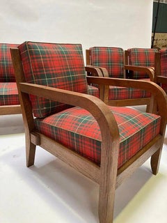 Charles Dudouyt (1885-1946) 6 Art Deco Oak Armchairs Circa 1940 signed