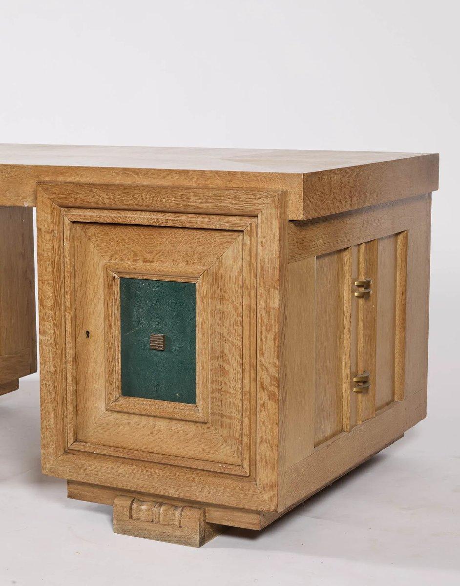 Charles Dudouyt (1885-1946) Bureau et fauteuil Art Déco en chêne vers 1940 Bon état - En vente à Mouscron, WHT