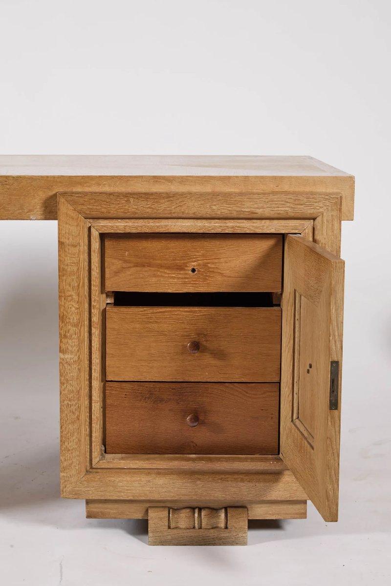 Charles Dudouyt (1885-1946) Bureau et fauteuil Art Déco en chêne vers 1940 en vente 1