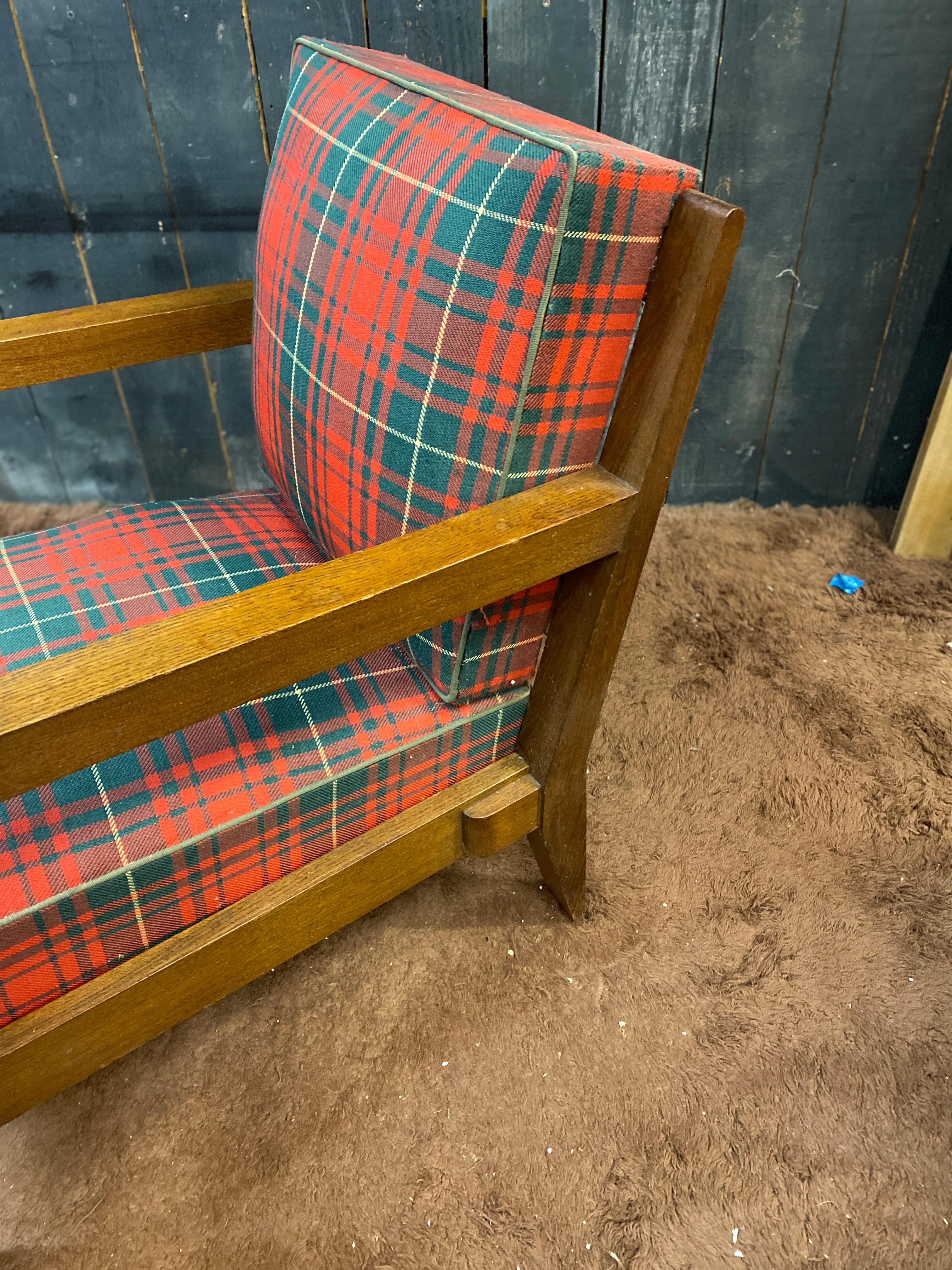 Charles Dudouyt (1885-1946) paire de fauteuils Art Deco en Oak Circa 1940 signé en vente 8