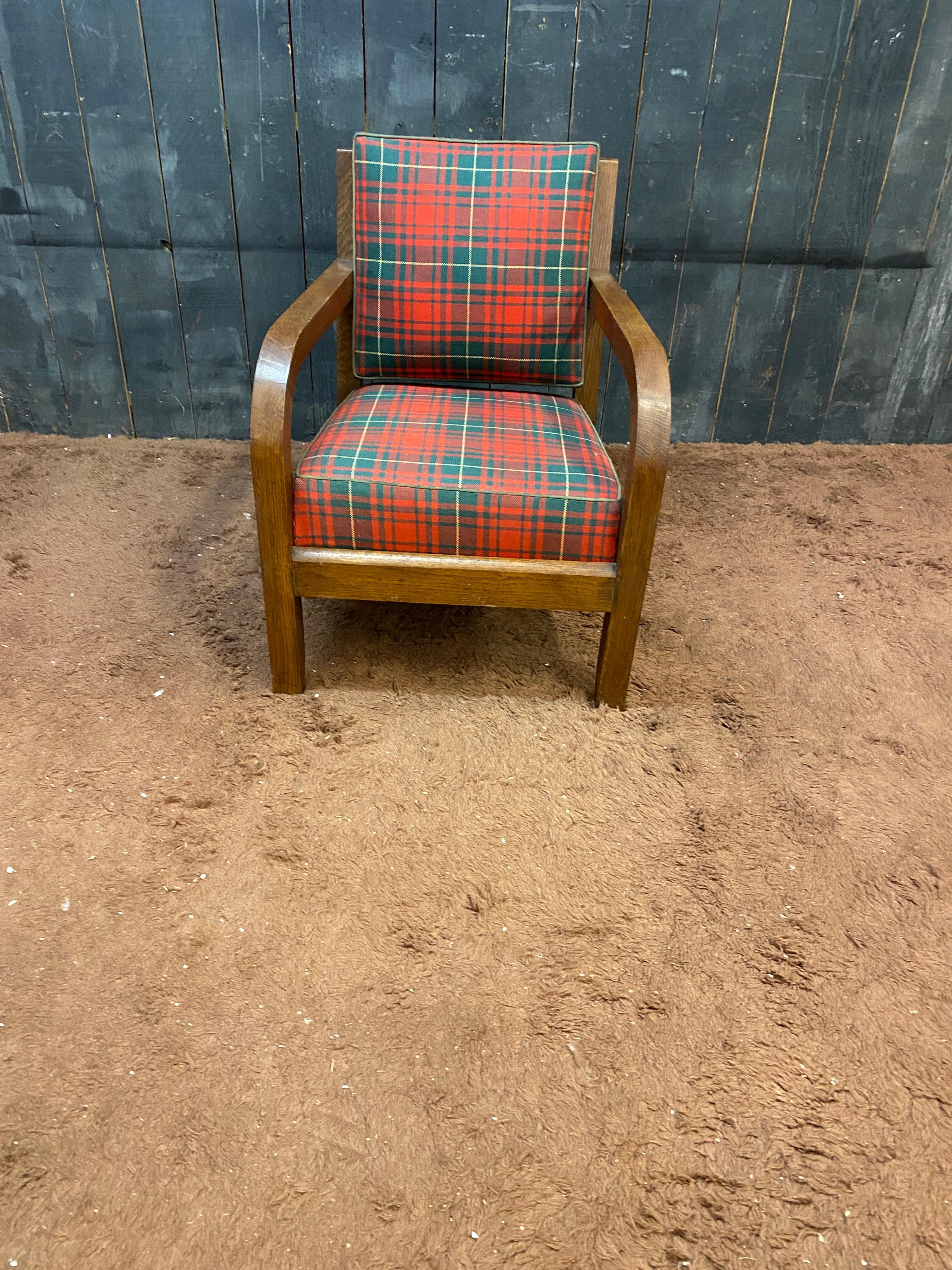 Charles Dudouyt (1885-1946) paire de fauteuils Art Deco en Oak Circa 1940 signé en vente 11