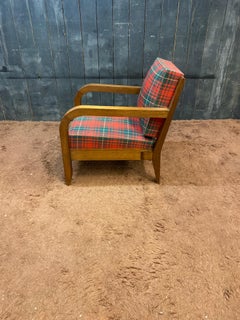 Charles Dudouyt (1885-1946) paire de fauteuils Art Deco en Oak Circa 1940 signé