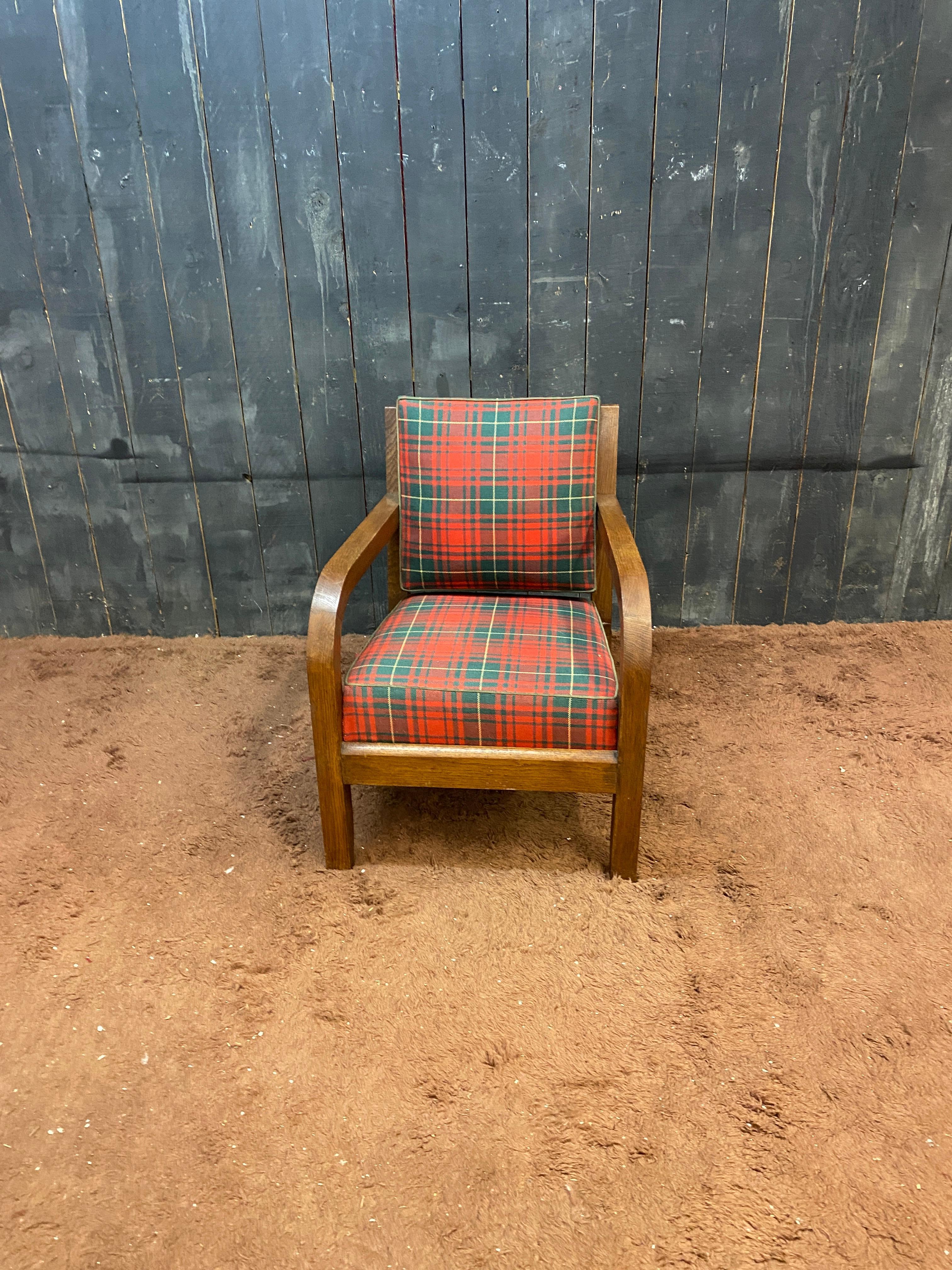 Charles Dudouyt (1885-1946) paire de fauteuils Art Deco en Oak Circa 1940 signé en vente 1