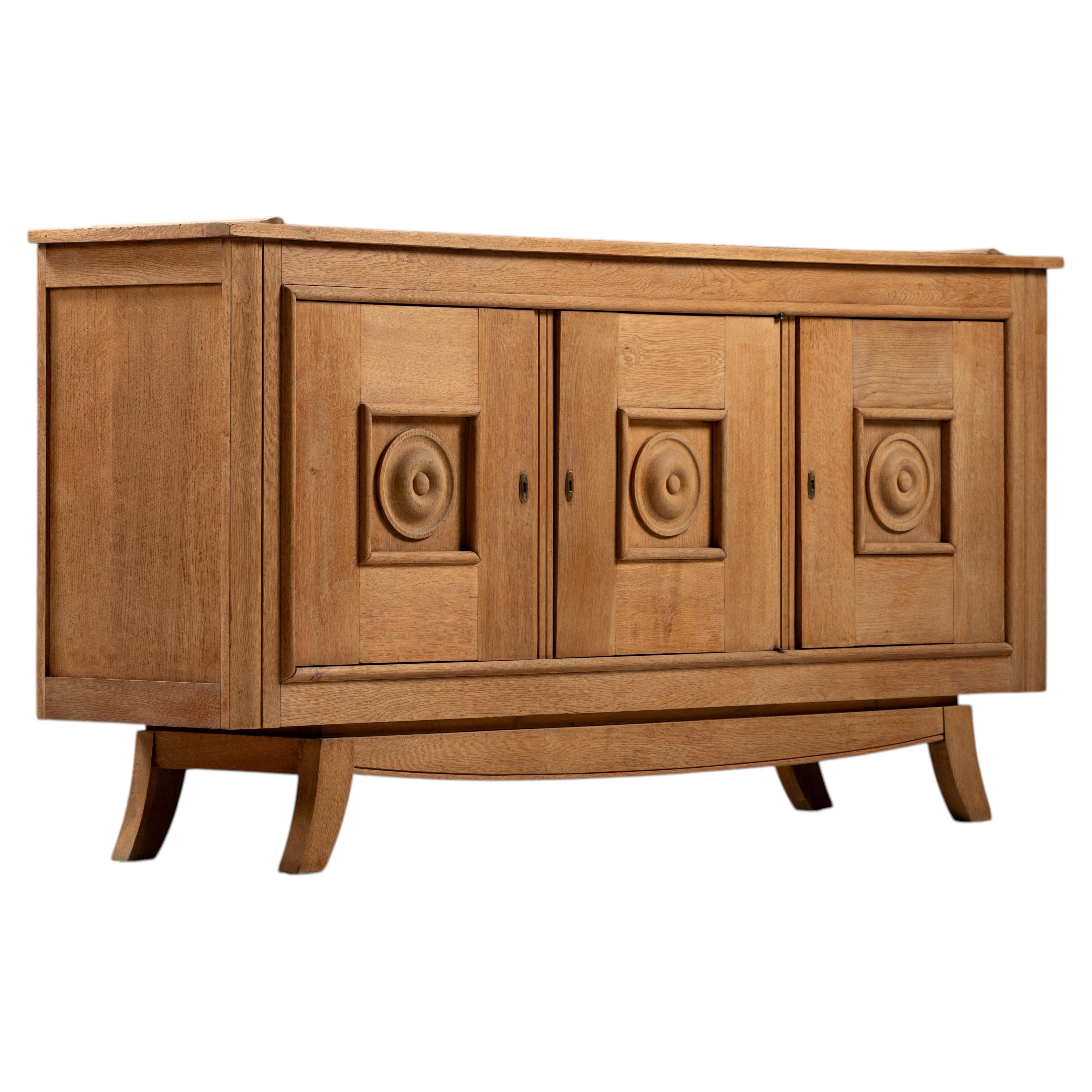 Charles Dudouyt.- After - Solid Oak Sideboard, France, 1940s