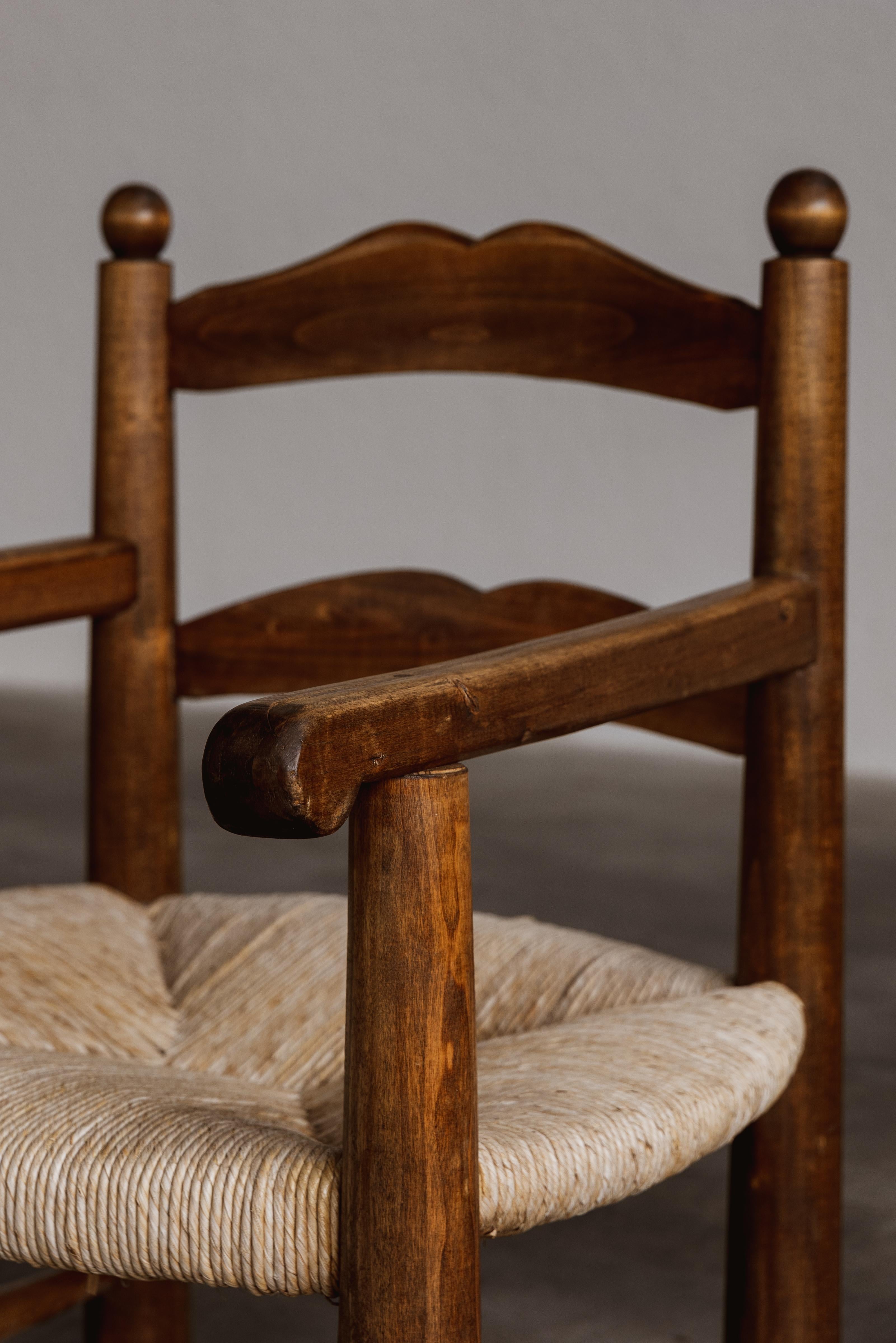Paille Fauteuils Charles Dudouyt, années 1940 en vente