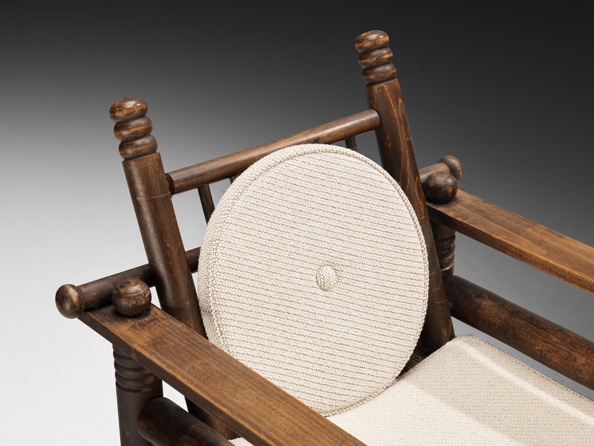 Art déco Fauteuil Art Déco Charles Dudouyt en jonc et Wood en vente