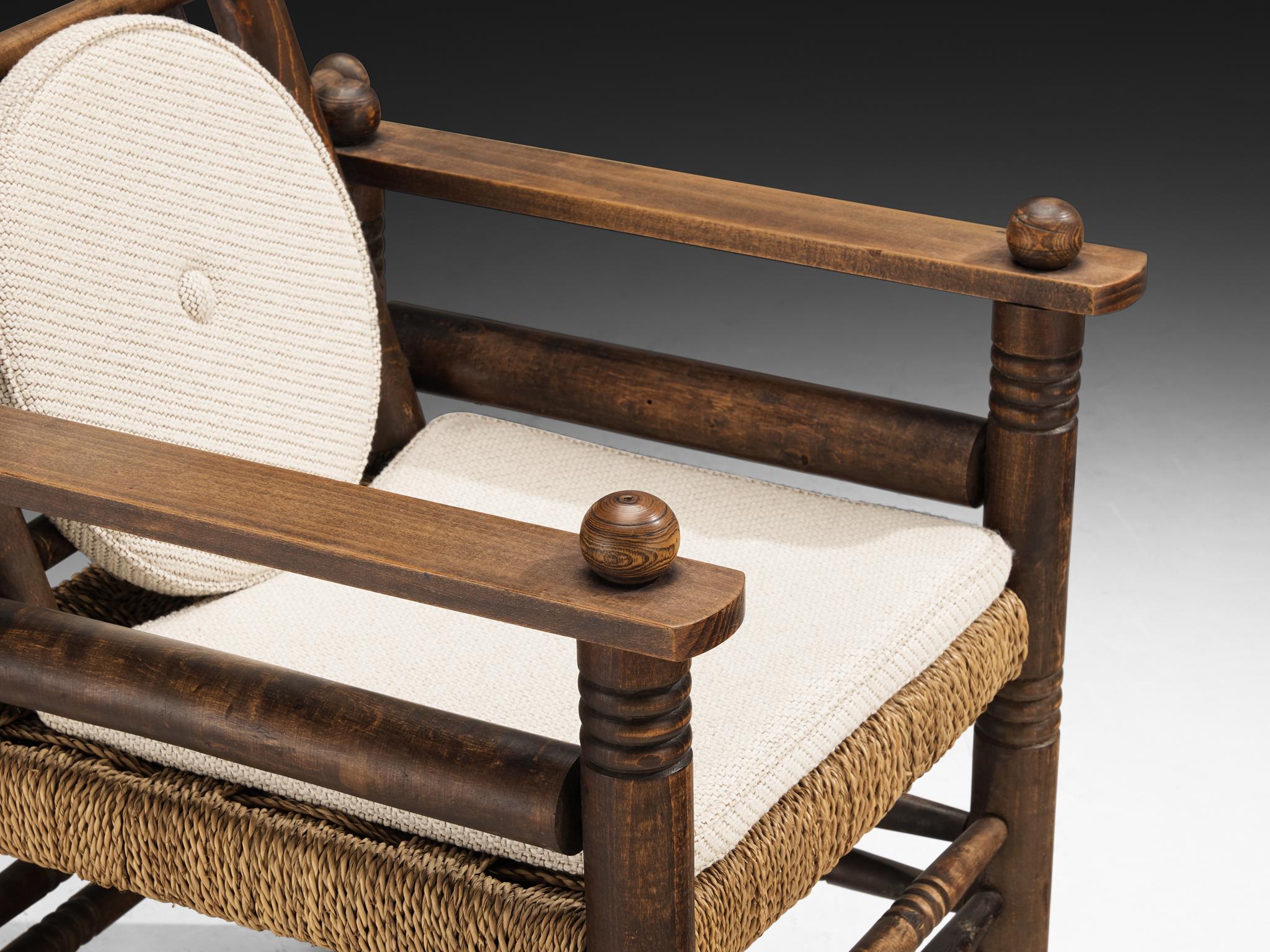 Fauteuil Art Déco Charles Dudouyt en jonc et Wood en vente 1
