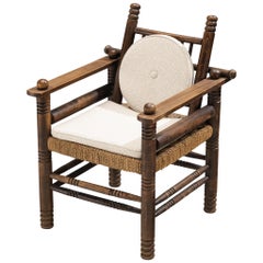 Charles Dudouyt Poltrona Art Deco in giunco e Wood