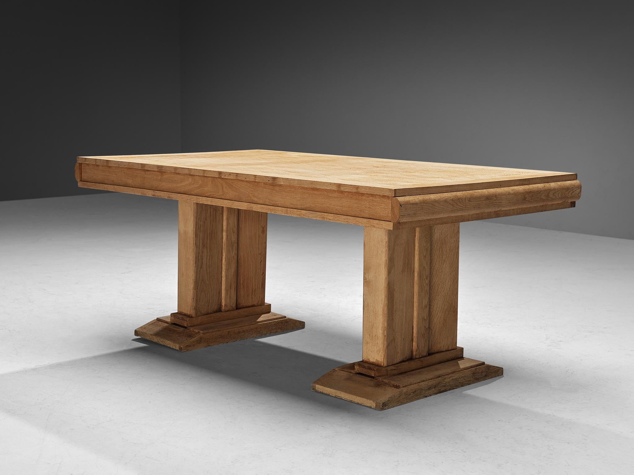 Charles Dudouyt Art Deco Dining Table in Oak  In Good Condition In Waalwijk, NL