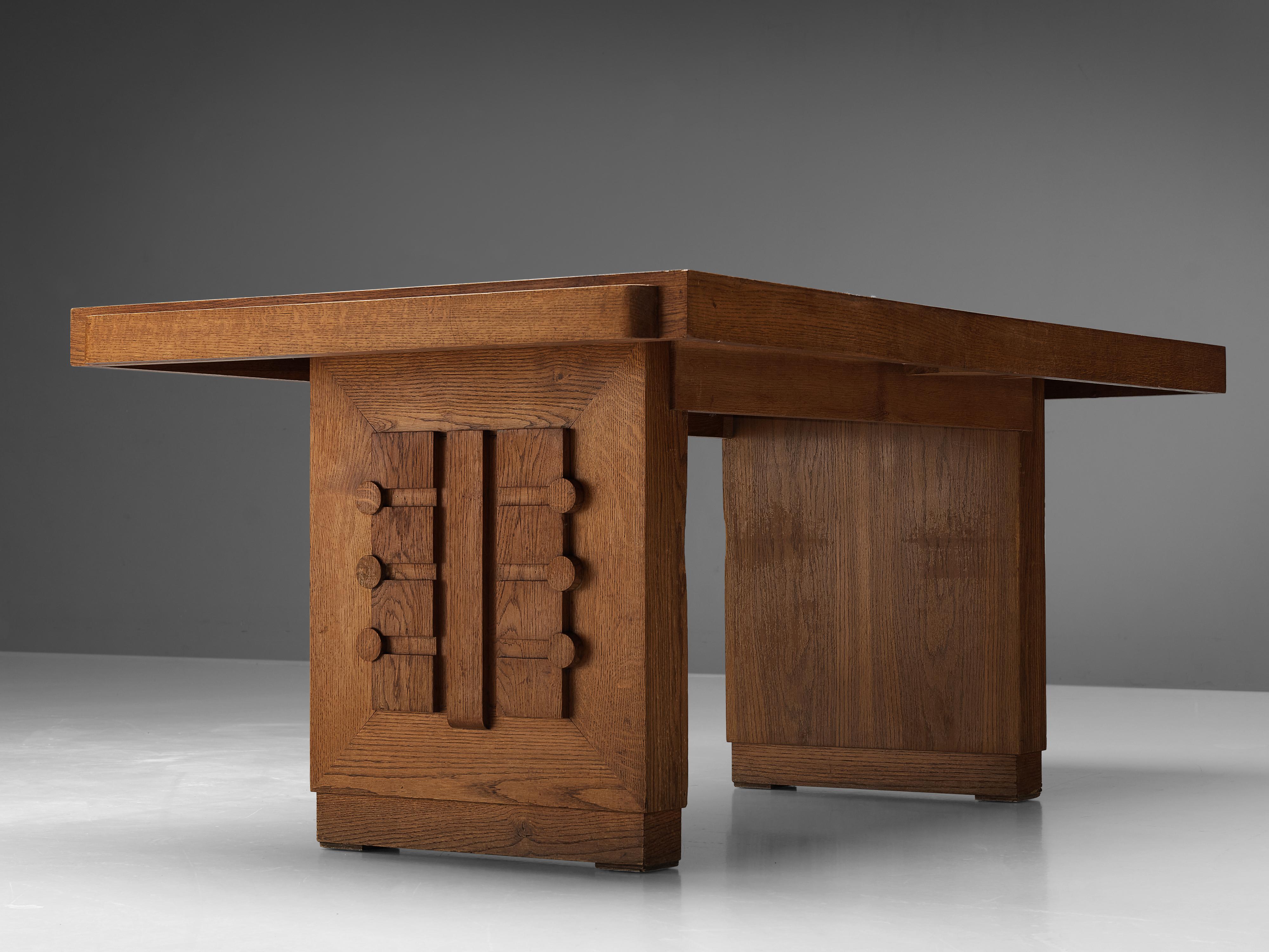 Mid-20th Century Charles Dudouyt Art Deco Dining Table in Oak