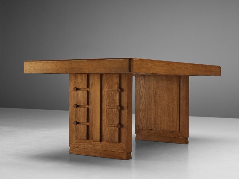 Charles Dudouyt Art Deco Dining Table in Oak 1