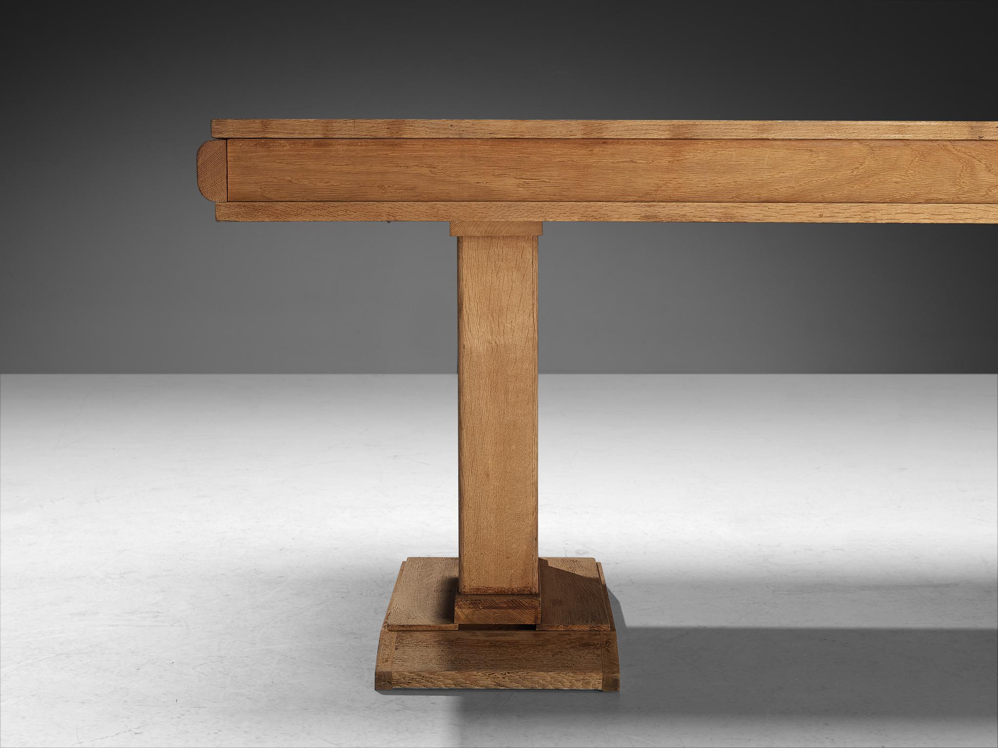 Charles Dudouyt Art Deco Dining Table in Oak 1