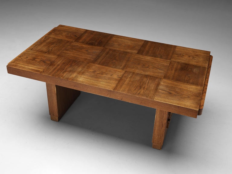 Charles Dudouyt Art Deco Dining Table in Oak For Sale 2