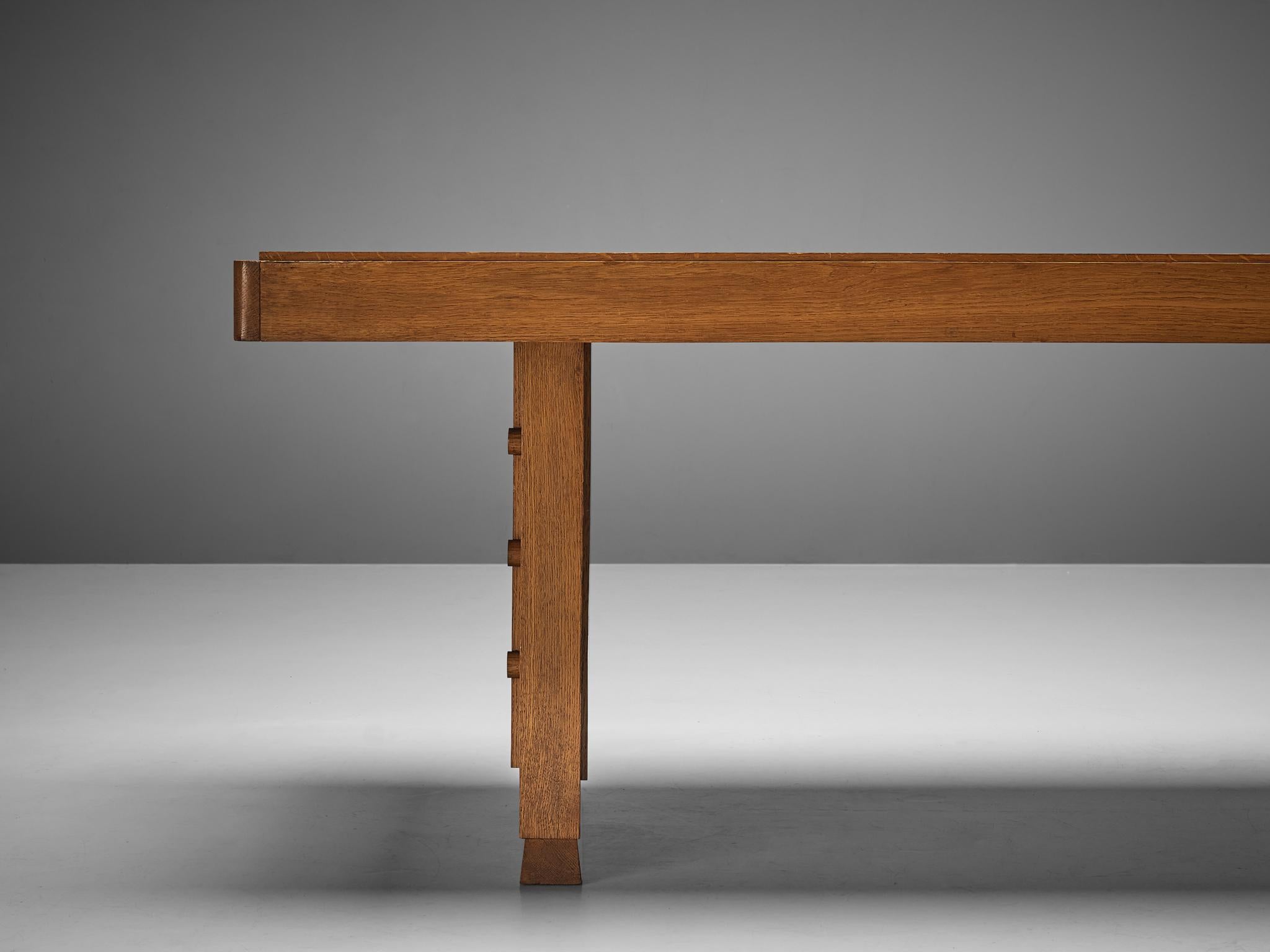 Charles Dudouyt Art Deco Dining Table in Oak 2