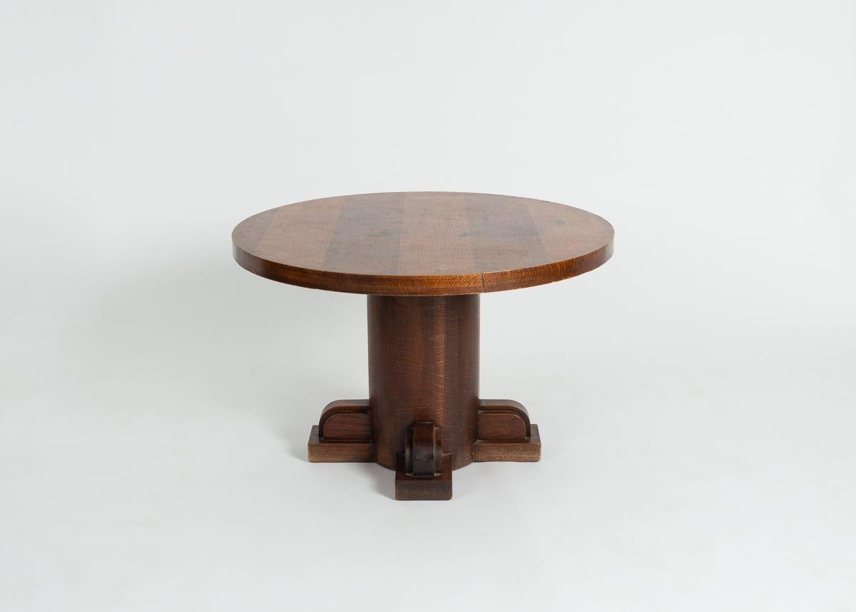 French Charles Dudouyt, Art Deco Oak Coffee Table, France, circa 1930