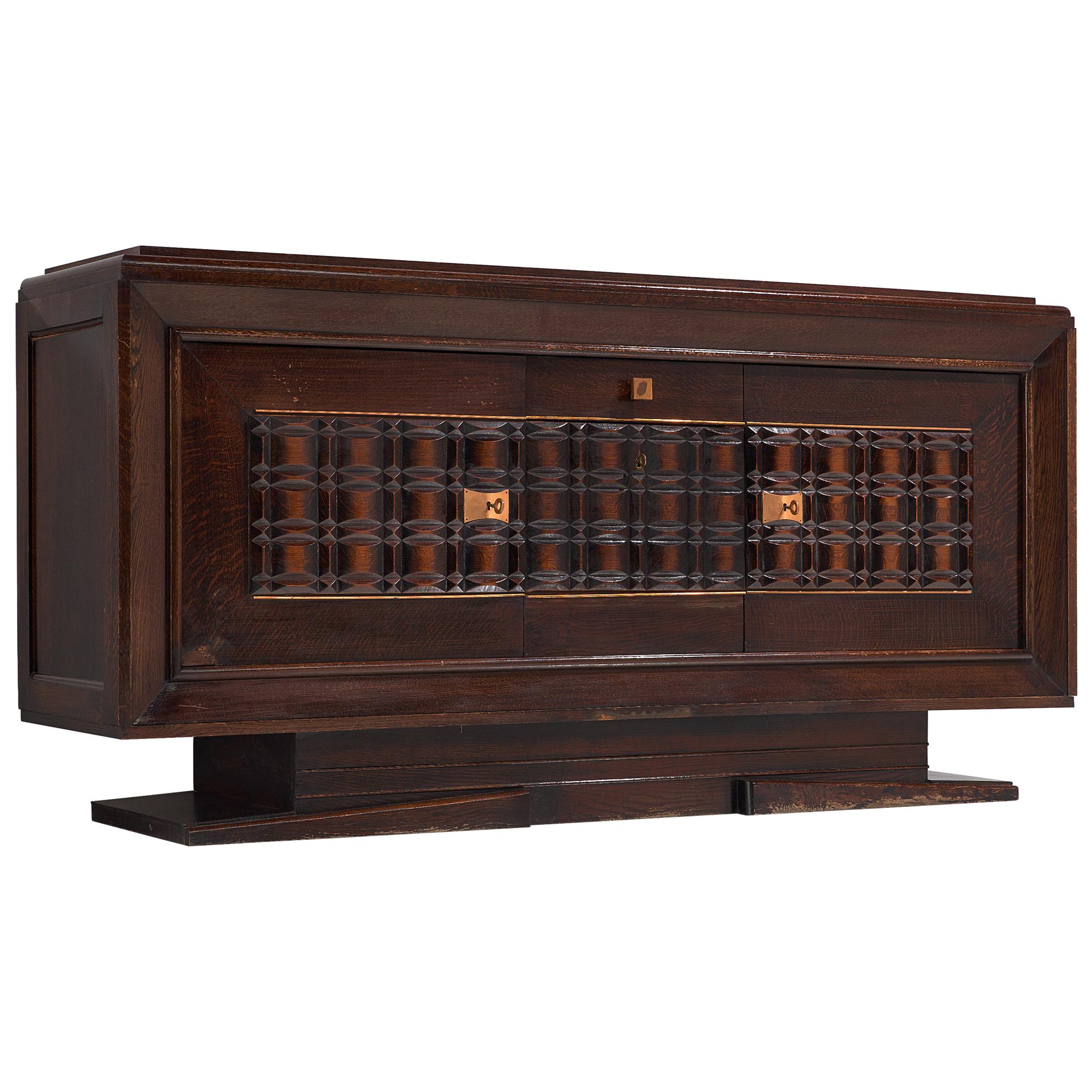 Charles Dudouyt Art Deco Sideboard in Darkened Oak