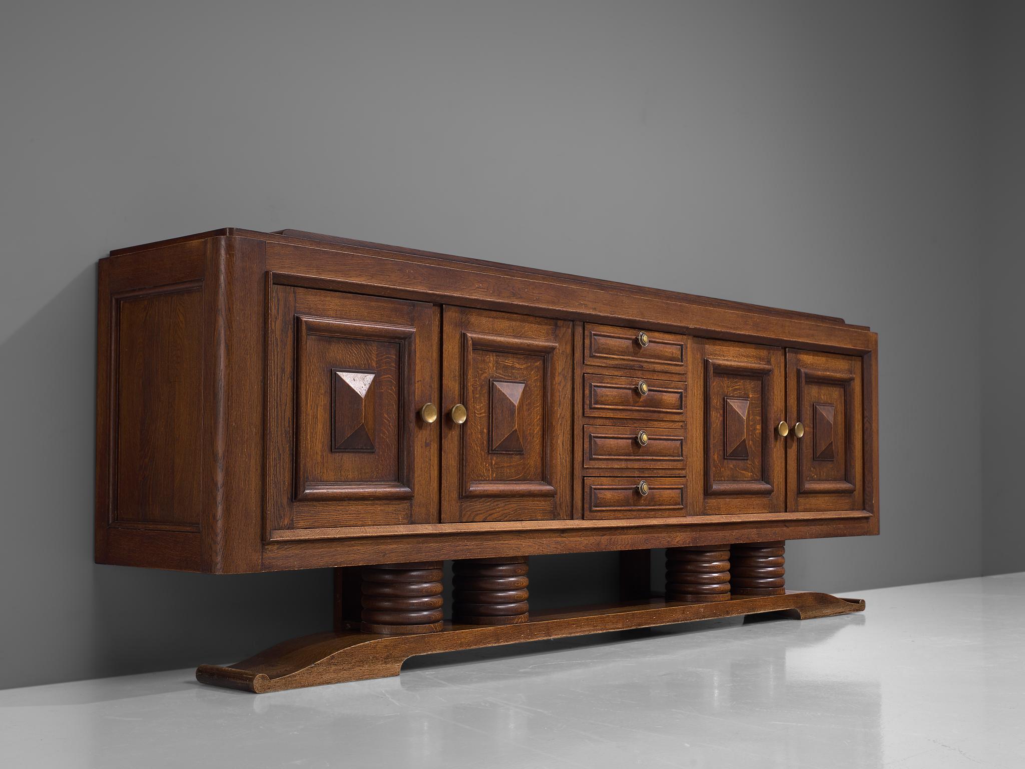 French Charles Dudouyt Art Deco Sideboard in Oak in Exceptional Seize