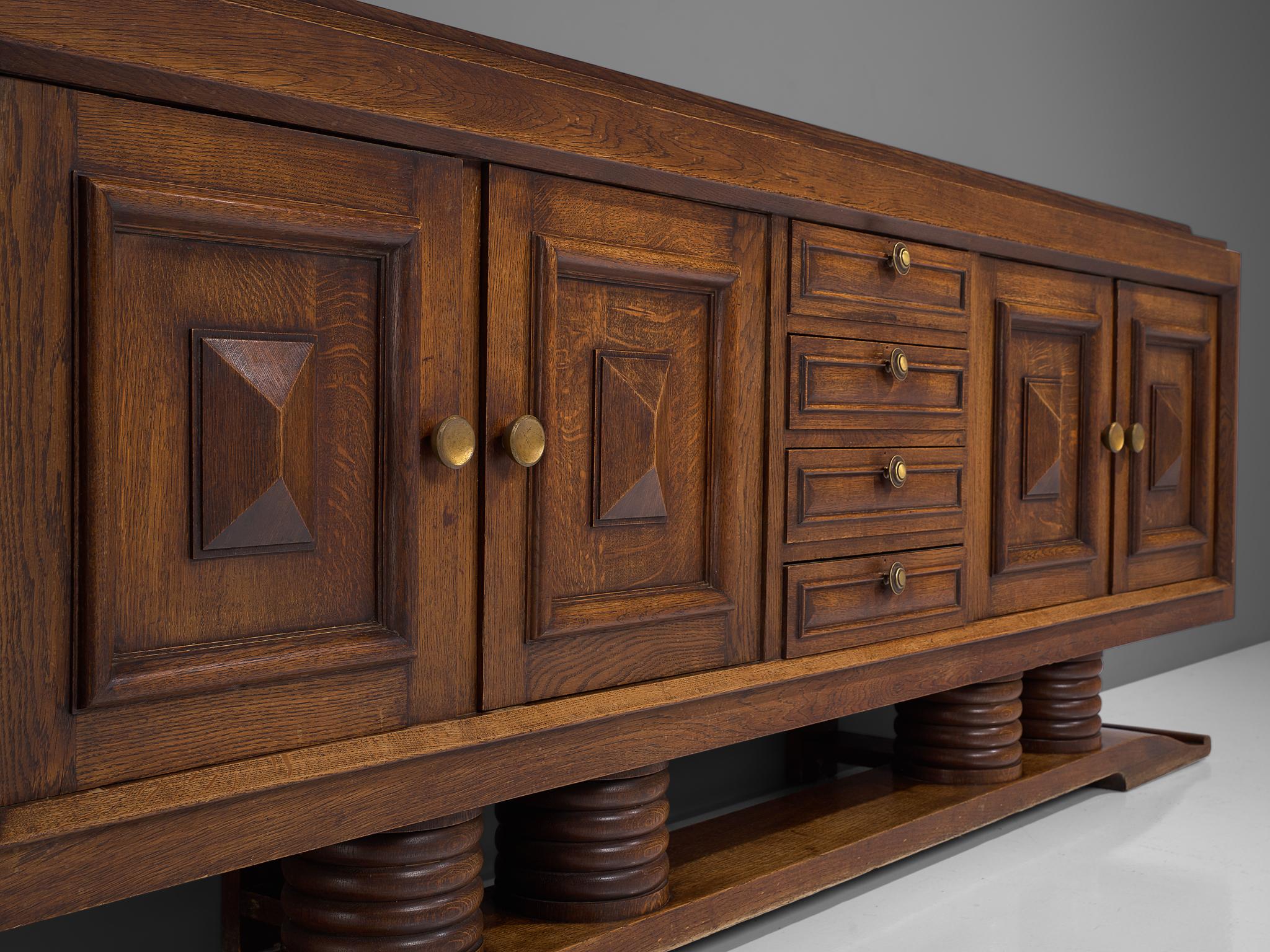 Mid-20th Century Charles Dudouyt Art Deco Sideboard in Oak in Exceptional Seize