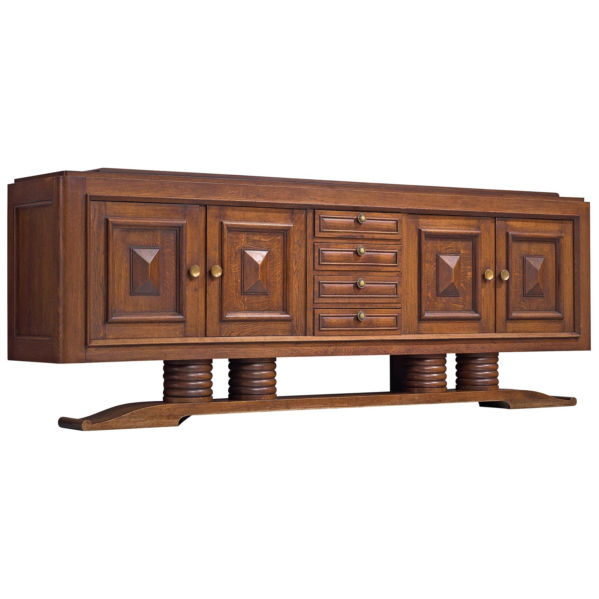 Charles Dudouyt Art Deco Sideboard in Oak in Exceptional Seize