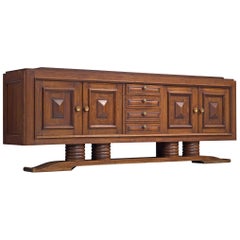 Charles Dudouyt Art Deco Sideboard in Oak in Exceptional Seize