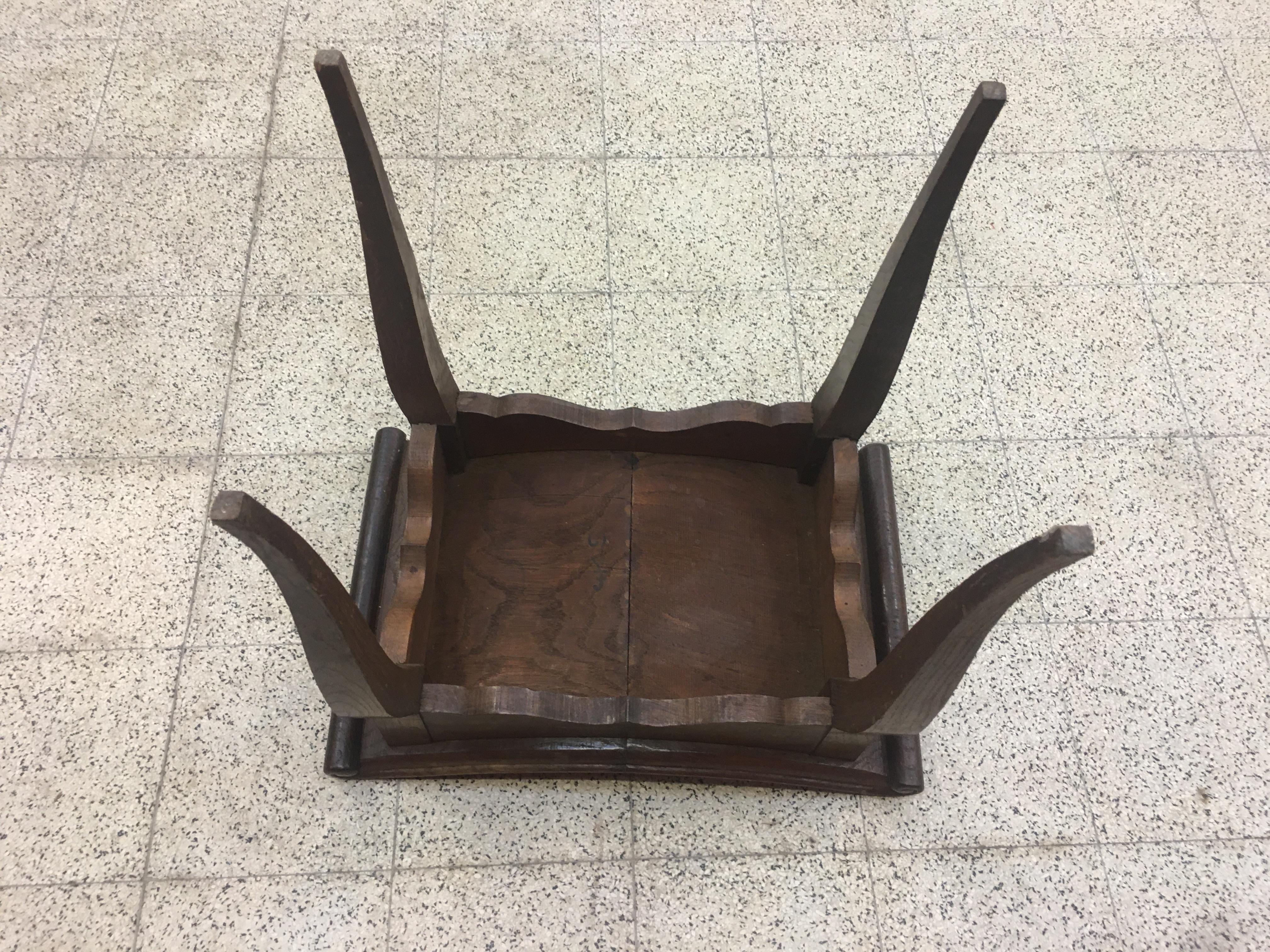 Charles Dudouyt, Art-Dco-Hocker aus Eiche, um 1935, signiert im Angebot 2