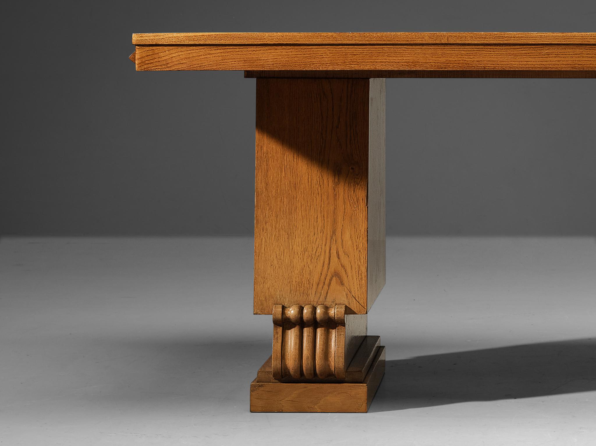 Mid-20th Century Charles Dudouyt Art Deco Table with Inlayed Top in Oak  For Sale