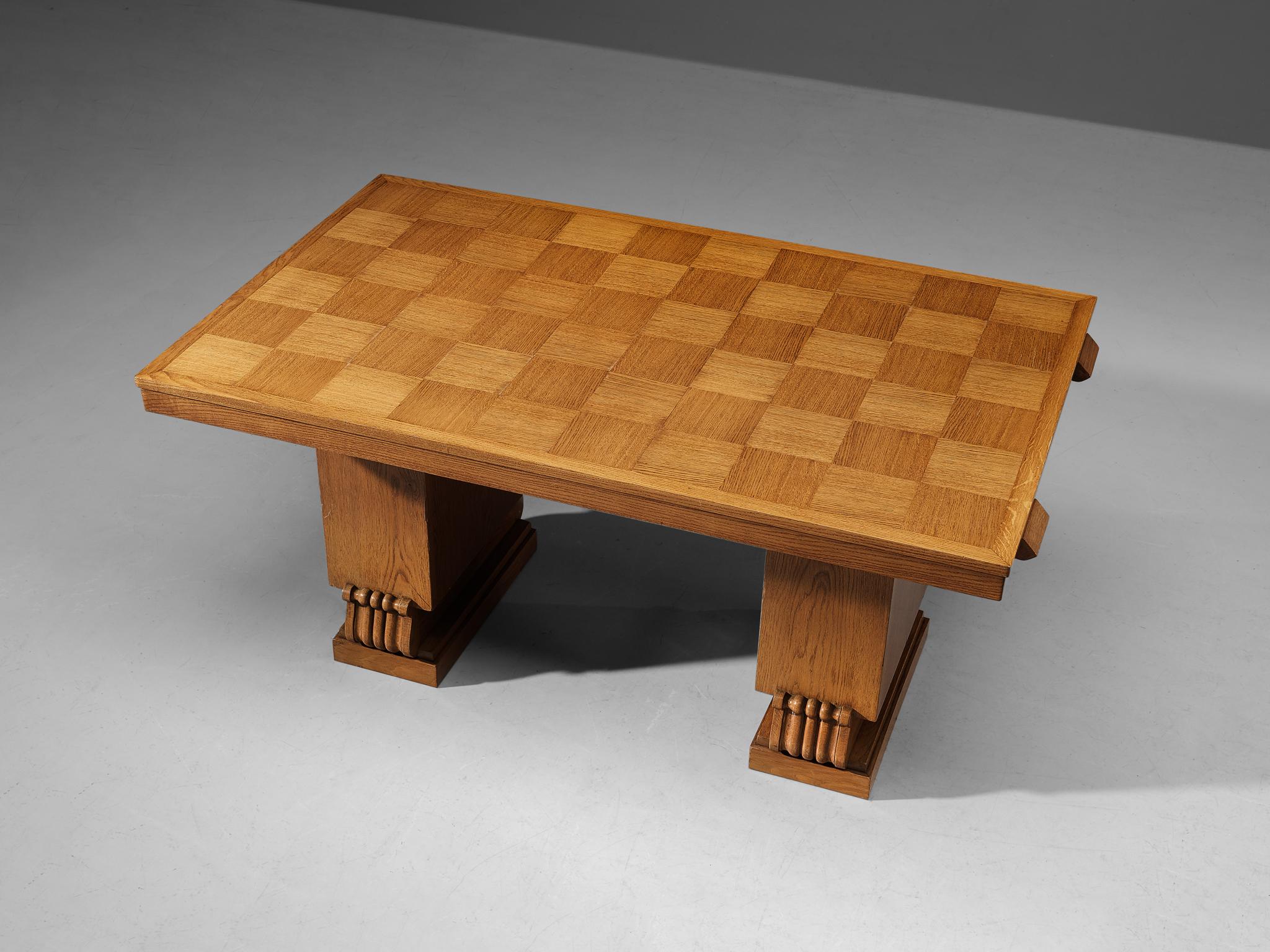 Charles Dudouyt Art Deco Table with Inlayed Top in Oak  For Sale 1