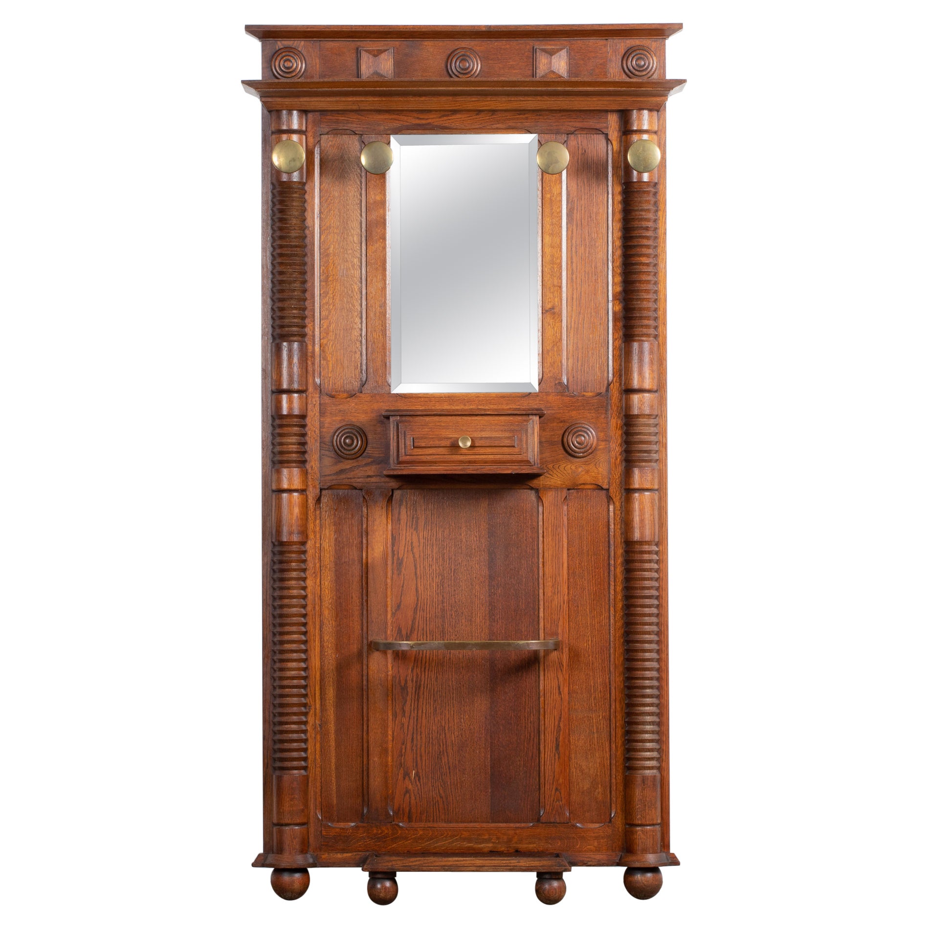 Charles Dudouyt Art Deco Wall-Entrance Wardrobe / Coat Rack