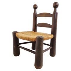 Vintage Charles Dudouyt 'Attr' Brutalist Children Chair, 1960s