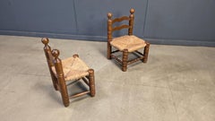 Charles Dudouyt (attribué) : chaises pour enfants de style brutaliste, lot de 2, années 1960