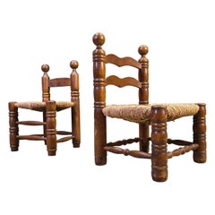 Charles Dudouyt (attribué) : chaises pour enfants de style brutaliste, lot de 2, années 1960