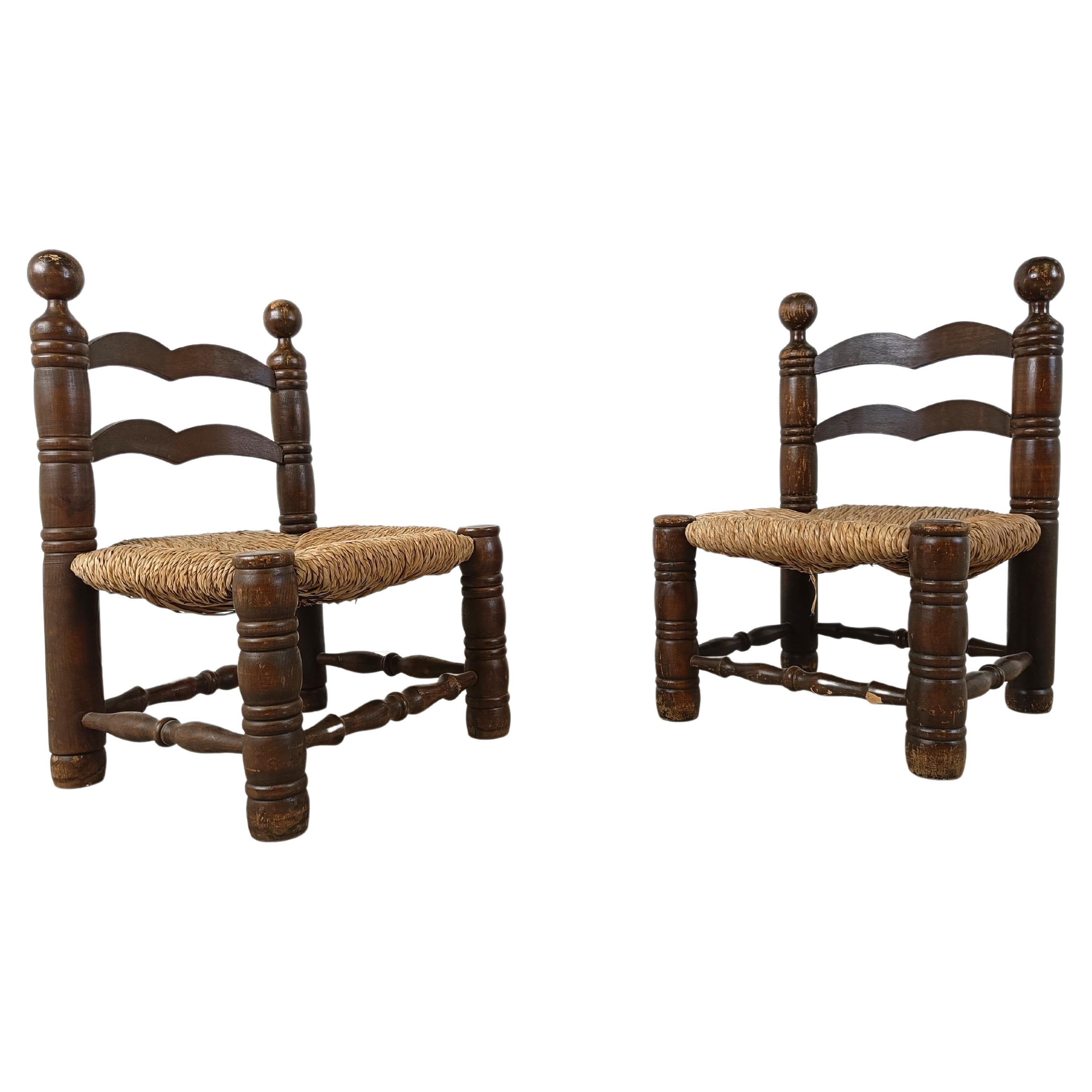Charles Dudouyt (attr) brutalist children chairs, set of 2, 1960s  For Sale