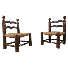 Charles Dudouyt (attr) brutalist children chairs, set of 2, 1960s