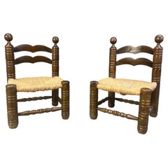 Charles Dudouyt (attr) brutalist children chairs, set of 2, 1960s