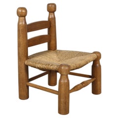 Charles Dudouyt (Attr.) Oak & Rush Fireside Chair