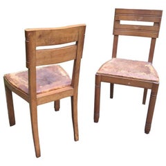 Charles Dudouyt ( attribued to )  pair of oak chairs, circa 1940.