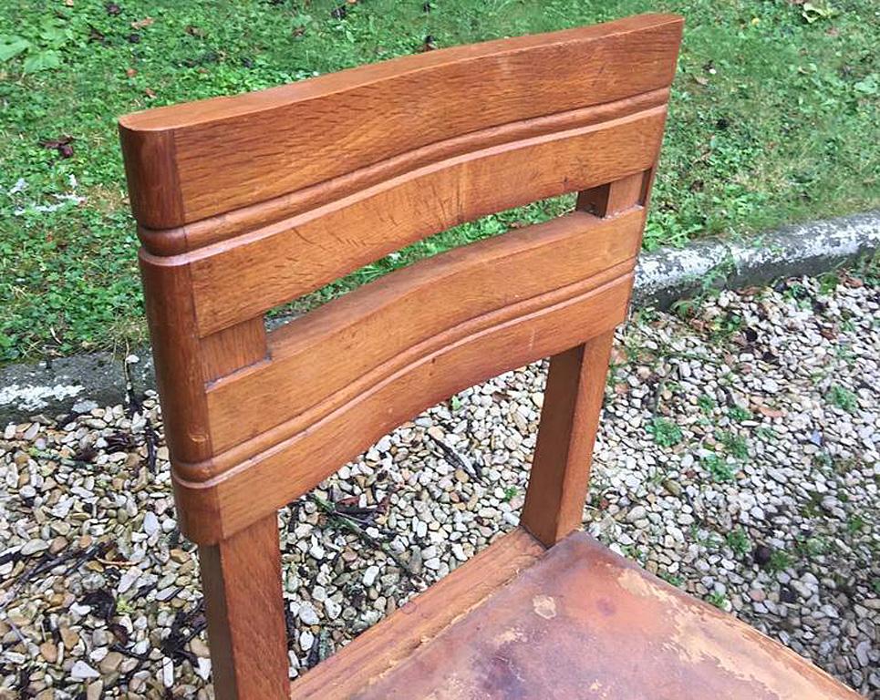 Français Charles Dudouyt ( attribué à )  paire de chaises en Oak, vers 1940. en vente