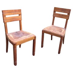 Charles Dudouyt ( attribué à )  paire de chaises en Oak, vers 1940.
