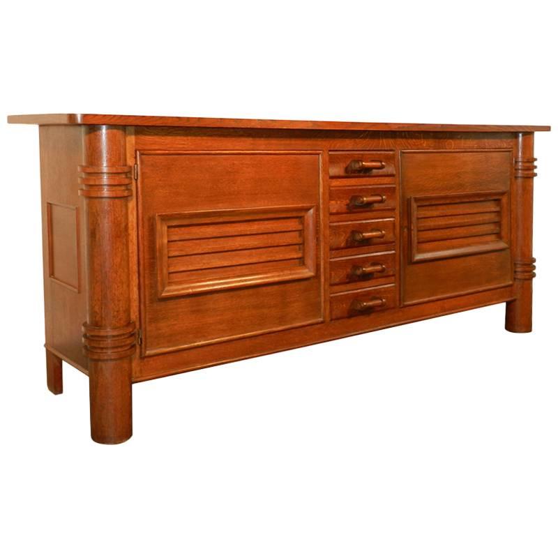 Charles Dudouyt Attributed Oak Sideboard, Edition La Gentilhommiere