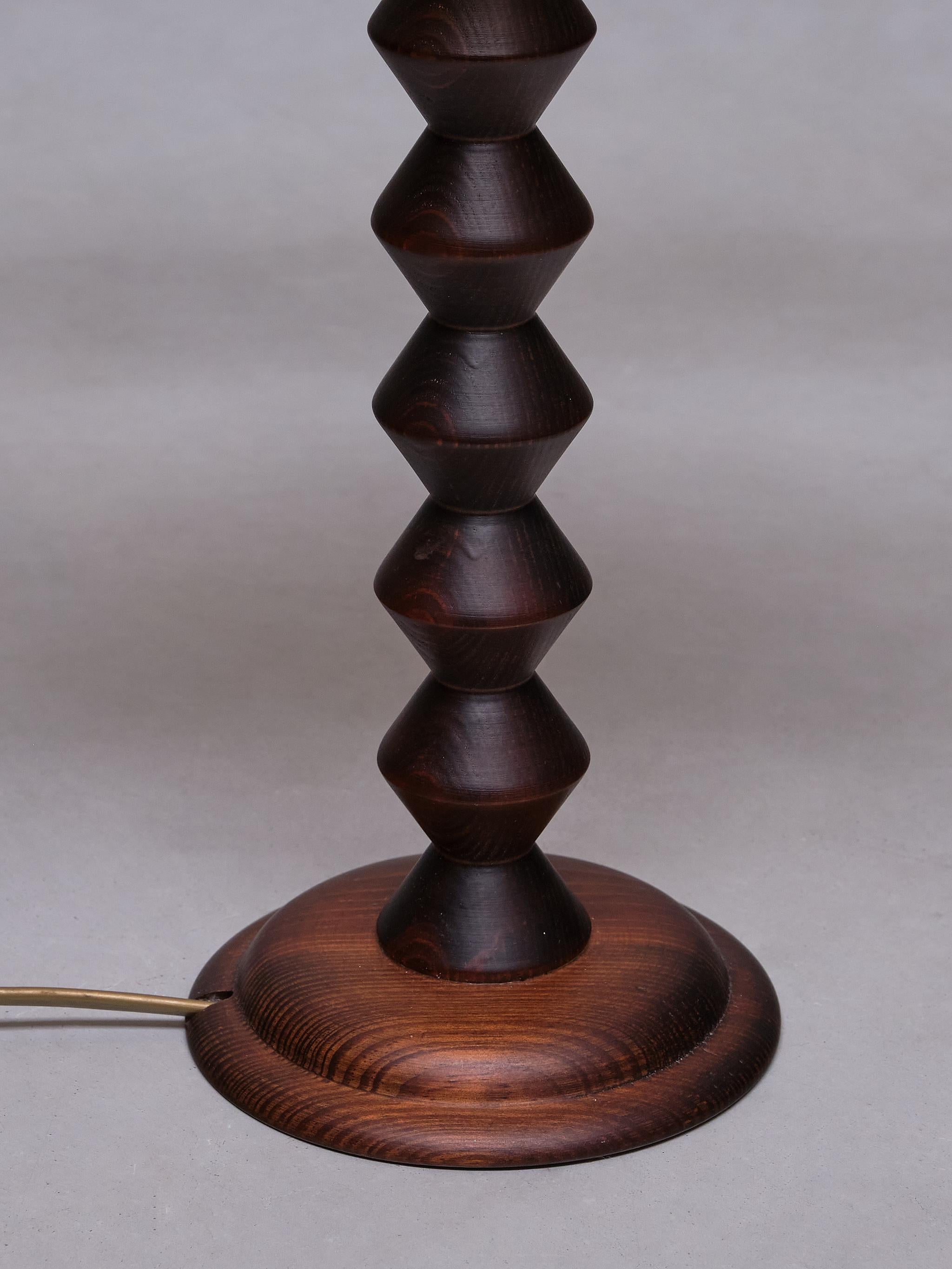 Mid-20th Century Charles Dudouyt Attributed Tall Table Lamp in Oak, France, 1950s For Sale