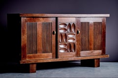 Credenza Brutalista Charles Dudouyt en Roble y Latón Francia, años 40