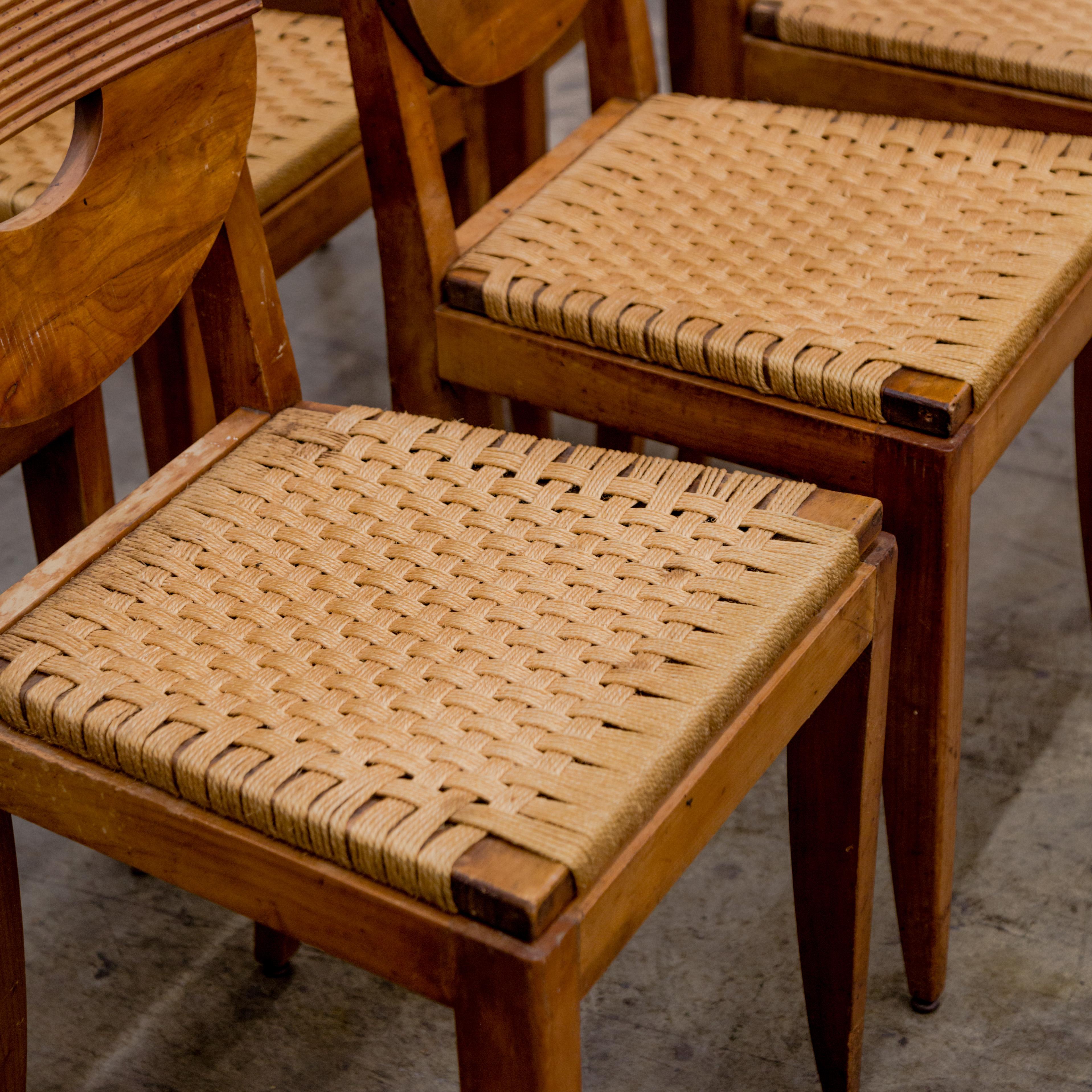 Charles Dudouyt Brutalist Shield Back Dining Side Chairs For Sale at ...