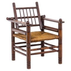 Charles Dudouyt. Brutalist style armchair in beech. 1960s.