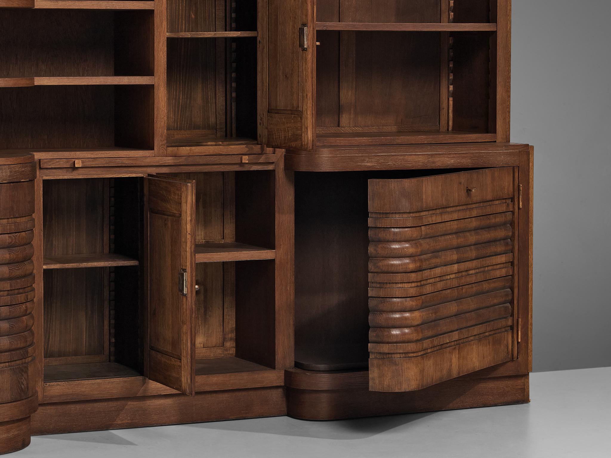 Art Deco Charles Dudouyt Cabinet in Solid Oak