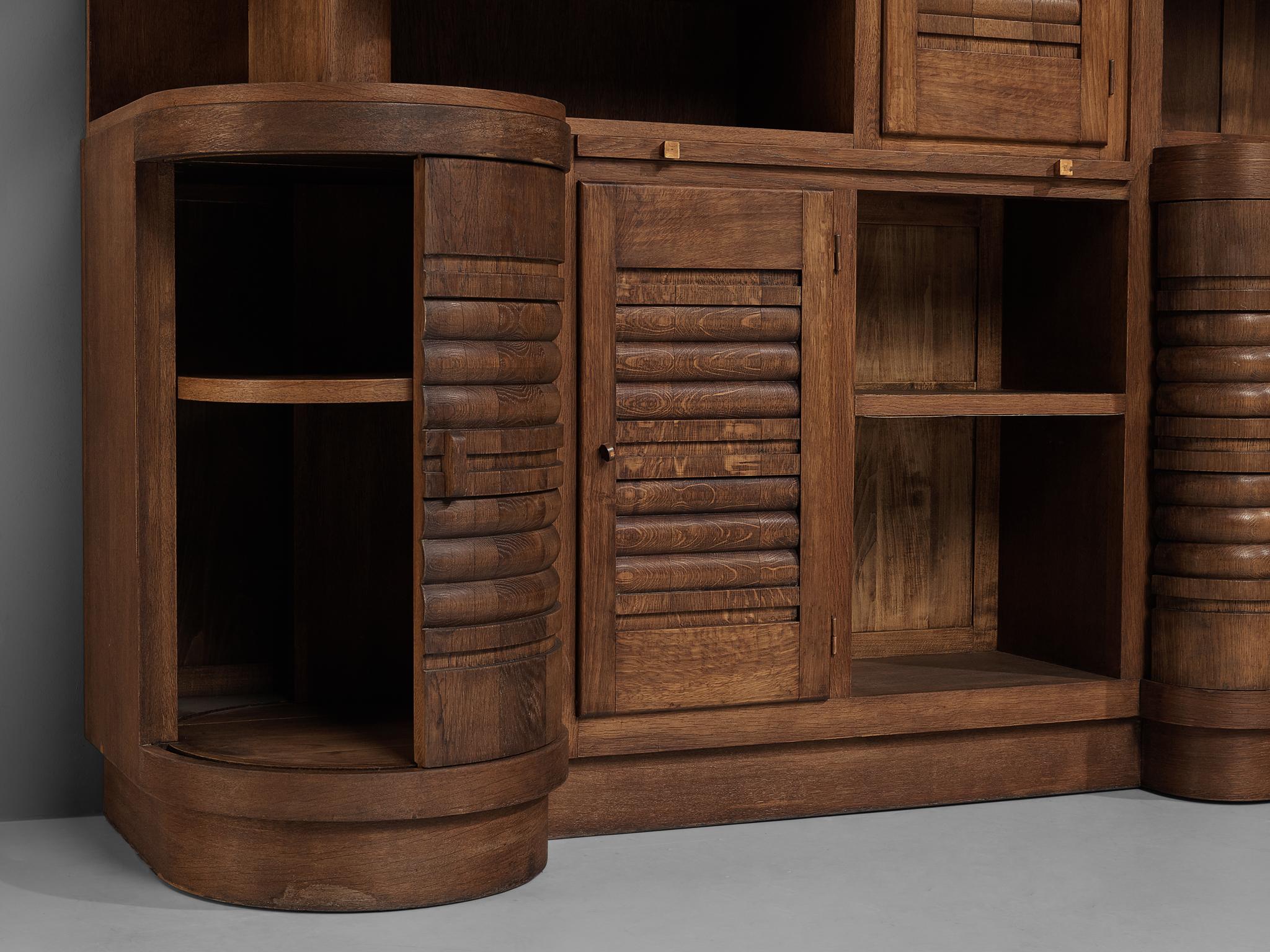 Mid-20th Century Charles Dudouyt Cabinet in Solid Oak