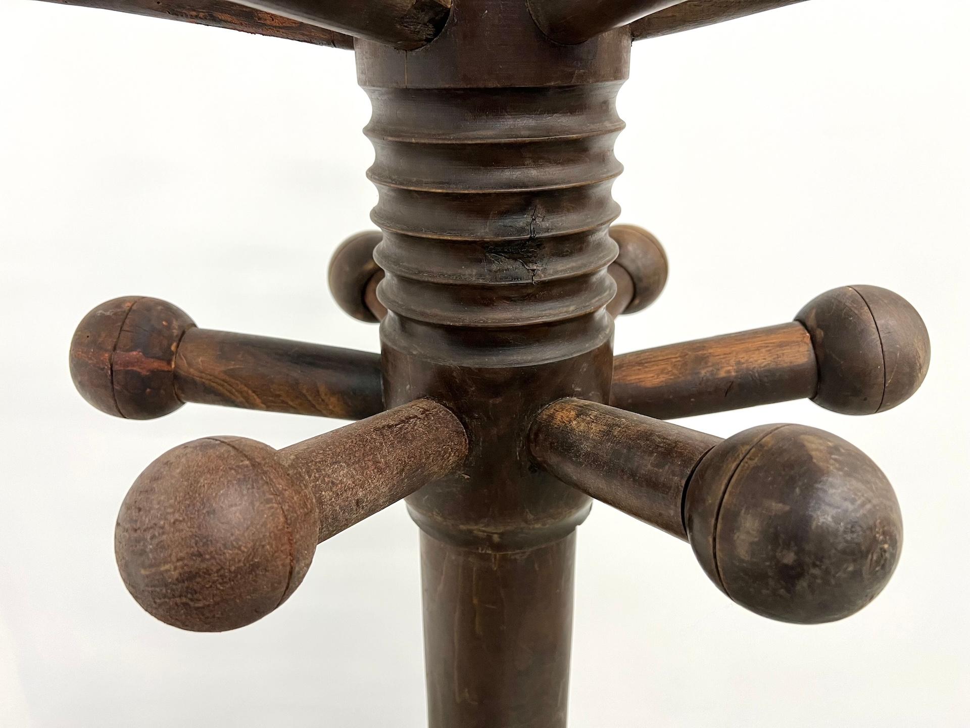 Oak Charles Dudouyt coat rack, circa 1940 For Sale