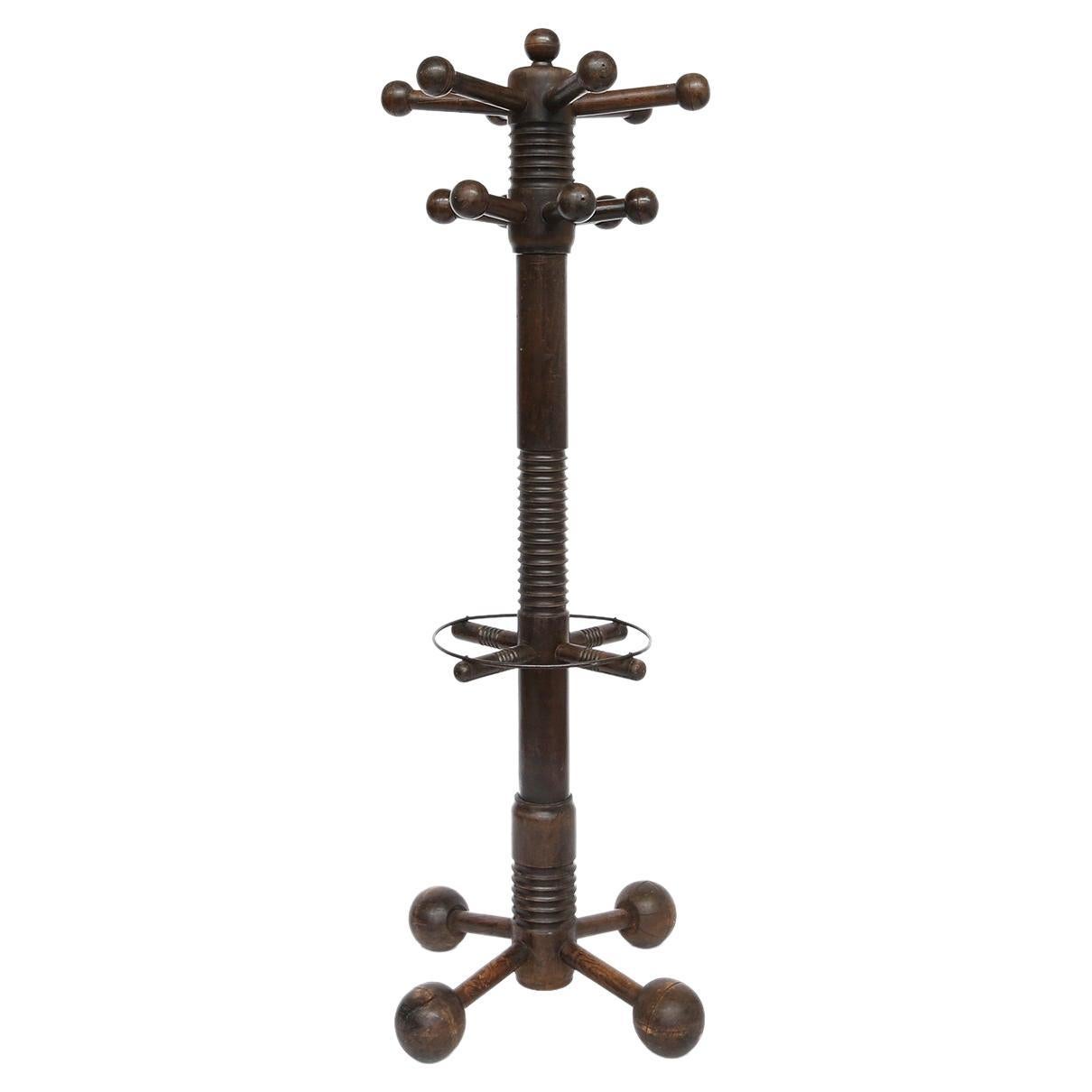 Charles Dudouyt Coatstand in Oak, France 1940s For Sale