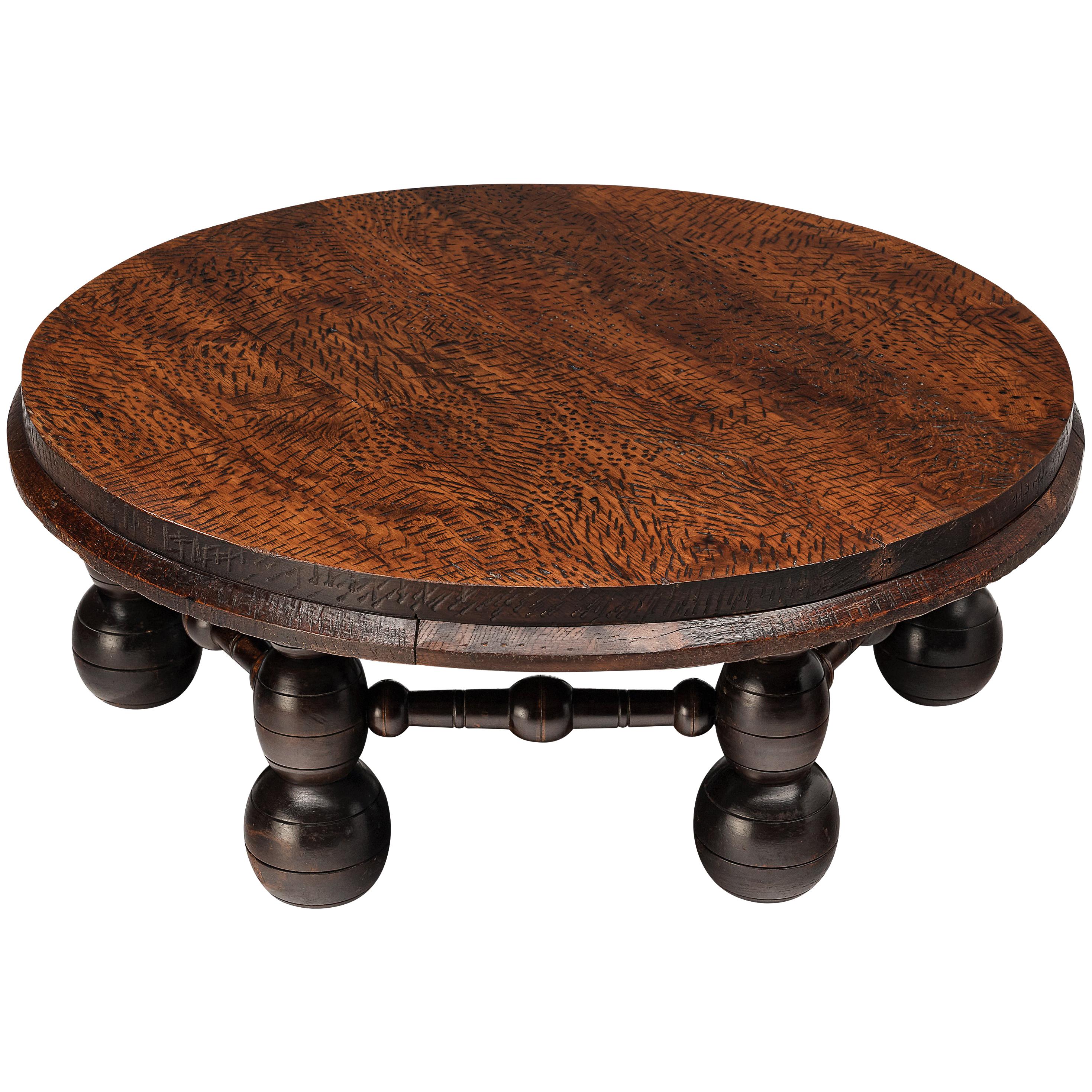 French Art Deco Side Table in Darkened Oak